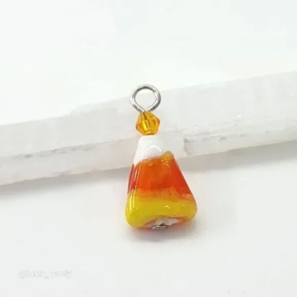 Cute Whimsical Halloween Candy Corn Trick or Treat Pendant for Necklace Gift - Picture 3 of 3
